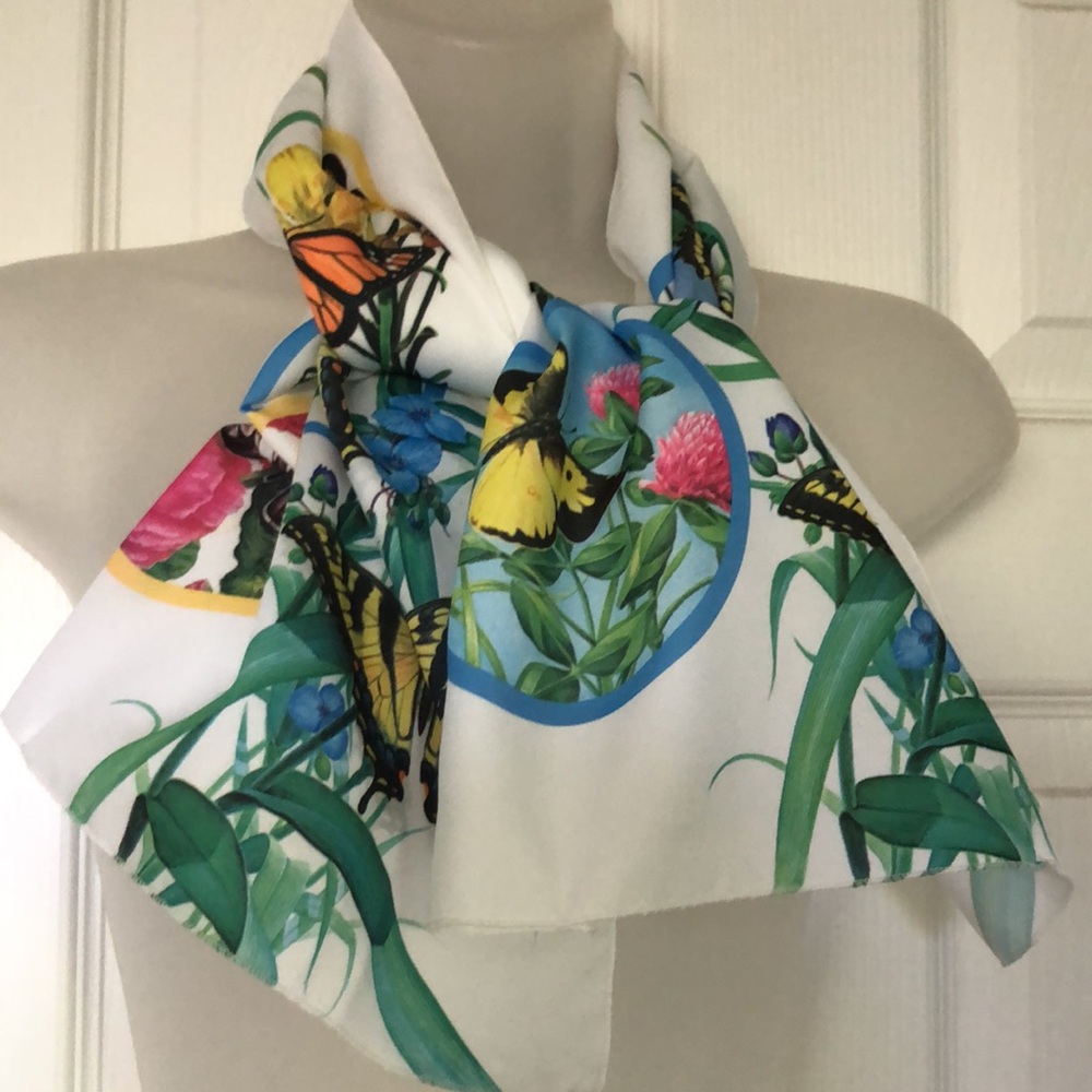 VTG Cheerful National Wildlife Federation Oblong Scarf Butterflies 1977